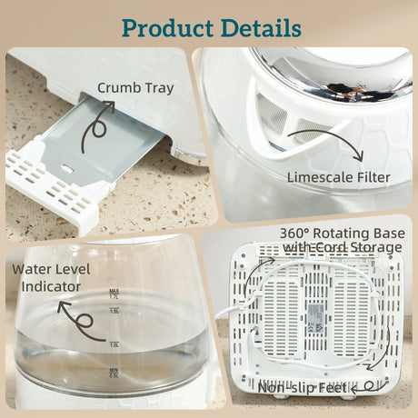 HOMCOM Kettle and Toaster Set, 1.7L 3000W Rapid Kettle with Strix Thermostat, 4 Slice Toaster with 7 Browning Controls, Cream