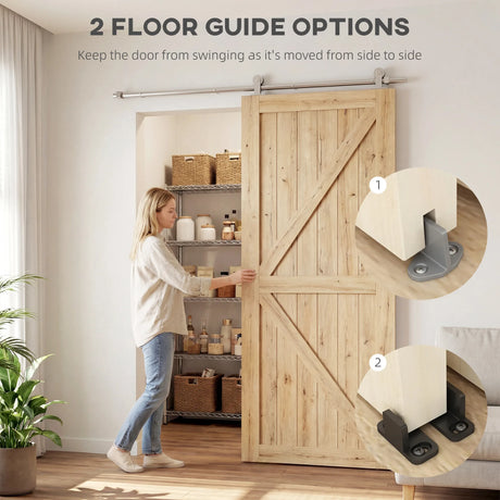 HOMCOM Sliding Door Hardware Kit Smooth Quiet 304 Stainless Steel for 180cm Track Sliver Tone