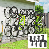 SPORTNOW 8 Pack Bike Rack, Wall Mounted Bicycle Hanger Hook, Foldable Garage Bike Wall Rack, Bicycle Storage Holder for Indoor Outdoor Use