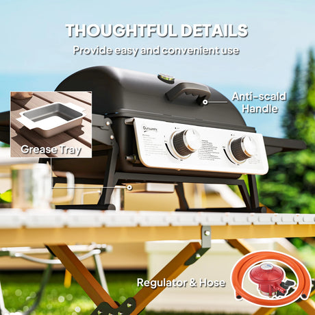 Outsunny Two-Burner Compact Gas Grill - Black