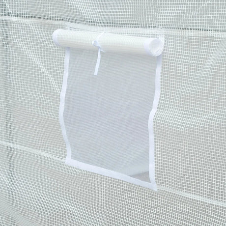 Outsunny 3.5 x 2 x 2 m Polytunnel Greenhouse, Walk-in Green House for Garden with Mesh Windows, Galvanised Steel Frame, White