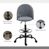 Vinsetto Ergonomic Drafting chair Adjustable Height w/ 5 Wheels Padded Seat Footrest 360 Swivel Freely Comfortable Versatile Use For Home Office - Grey