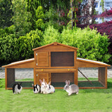 PawHut Small Animal Deluxe XXL Fir Wood 2-Tier Guinea Pigs Hutches Natural Wood Tone