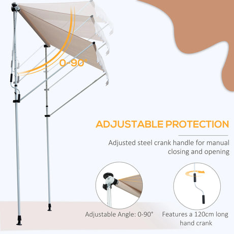 Outsunny 2x1.5m  Adjustable Outdoor Aluminium Frame Awning Beige