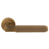 TERAZZO KNURLED LEVER ON CONCEALED FIX ROUND ROSE - ANTIQUE BRASS - PAIR