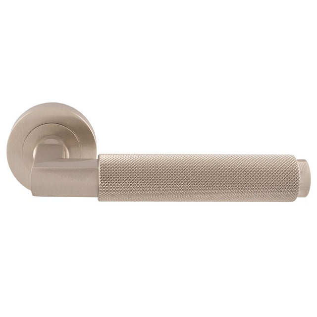 TERAZZO KNURLED LEVER ON CONCEALED FIX ROUND ROSE - SATIN NICKEL - PAIR