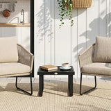 Outsunny Outdoor Garden Coffee Table, Rectangle Metal Side Table with Tempered Glass Tabletop, Adjustable Foot Pads