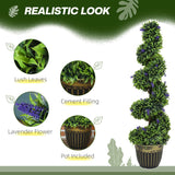 HOMCOM Set of Two 115cm Artificial Lavender Trees