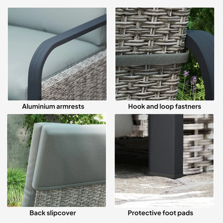 Outsunny 140 Reclining Rattan Armchair - Mixed Grey