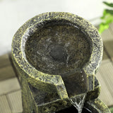 Outsunny Garden Water Feature Waterfall Fountain with 4-Tier Stone Look Bowls, Adjustable Flow