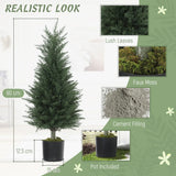 HOMCOM Artificial Plants Outdoor, 90 cm Fake Cypress Tree with Plastic Pots, UV-Resistant Faux Plants for Garden Front Porch Decoration, 2 Pack