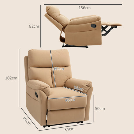 HOMCOM 140 Manual Reclining Armchair, with Footrest - Light Brown