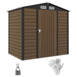 Outsunny 4 x 6ft Galvanised Steel Garden Shed, with Lock and Gloves - Oak