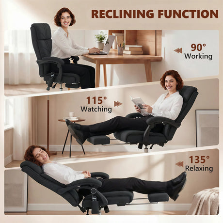 Vinsetto High Back Vibration Massage Office Chair with Footrest, Heated, Black