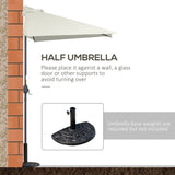 Outsunny Balcony Half Parasol Semi Round Umbrella Patio Crank Handle (2.3 m, Beige)- NO BASE INCLUDED