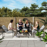 Outsunny Four-Piece Relaxed Back Garden Dining Set - Black/Light Grey