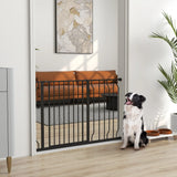 PawHut Wide Dog Safety Gate, with Door Pressure, for Doorways, Hallways, Staircases - Black