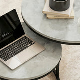 HOMCOM Set of Two Marble-Effect Stacking Tables - Grey