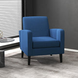 HOMCOM Linen-Look Boxy Armchair - Blue