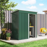 Outsunny 5 x 3ft Garden Storage Shed with Sliding Door and Sloped Roof Outdoor Equipment Tool, Green