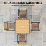 Outsunny Garden Table for 4, 90 cm Rectangular Outdoor Dining Table with 4.2 cm Umbrella Hole, Wood Effect Top, Rust Resistant Frame, for Patio, Balcony, Terrace, Natural Wood Finish