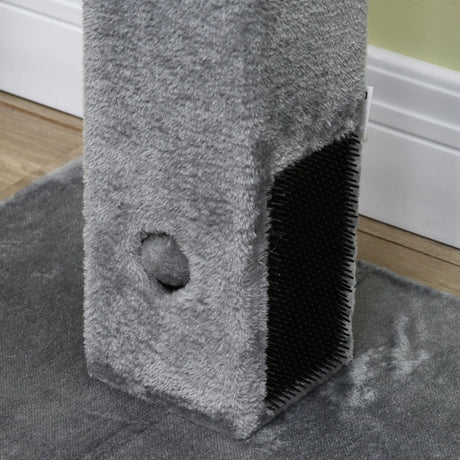 PawHut Cat Tree Scratching Post for Indoor Cats 79cm Jute Scratcher Climber w/ Carpet Base Dangling Toy  Grey