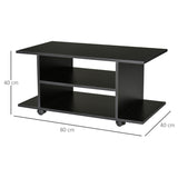 HOMCOM Modern TV Cabinet Stand Storage Shelves Table Mobile Bedroom Furniture Bookshelf Bookcase Black