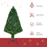 HOMCOM 4FT Pre-Lit Fibre Optic Artificial Christmas Tree Holiday Xmas Décor with Tree Topper Multi-Colour