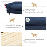 PawHut Dog Sofa for XS and S Size Dogs, Pet Chair Couch with Thick Sponge Padded Cushion, Kitten Lounge Bed with Washable Cover, Wooden Frame - Blue