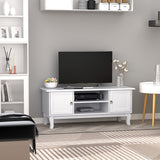 HOMCOM TV Stand for TV up to 55", 2 Doors TV Cabinet with Open Storage Shelves and Cable Management, TV Table Unit for Living Room Bedroom Entertainment Room, 120L x 45W x 50.5H, White