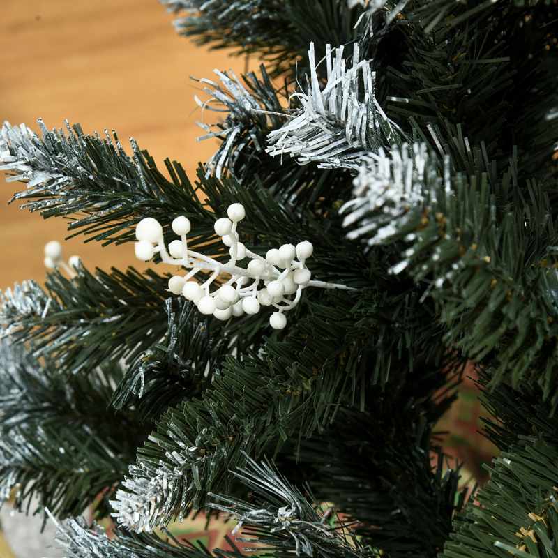 HOMCOM 4FT Artificial Snow-Dipped Christmas Tree Xmas | Home Home Indoor Decoration | Removable Stand w/ White Berries Star Topper Branch Green