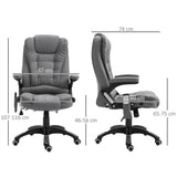 Vinsetto Massage Recliner Chair Heated Office Chair with Six Massage Points Linen-Feel Fabric 360 Swivel Wheels Grey