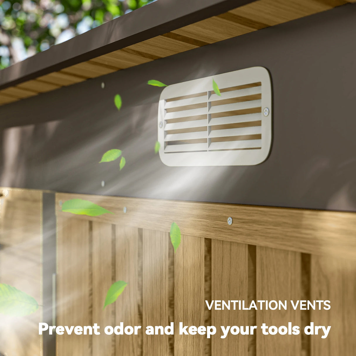 Outsunny 3.7 x 7.9ft Galvanised Steel Shed, with Latched Door and Padlock - Oak