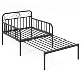 Extendable Metal Daybed with Trundle for Adults-Black
