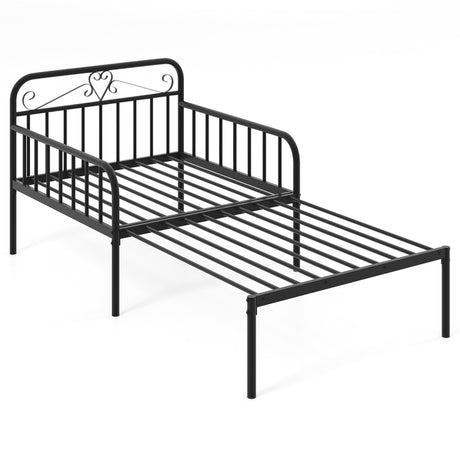 Extendable Metal Daybed with Trundle for Adults-Black