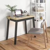 Extendable Dining Table for 4 Folding Kitchen Table with Storage Compartment-Natural