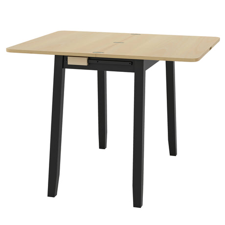 Extendable Dining Table for 4 Folding Kitchen Table with Storage Compartment-Natural