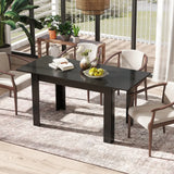Extendable Dining Table with Adjustable Tabletop-Black