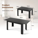 Extendable Dining Table with Adjustable Tabletop-Black