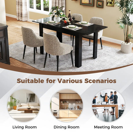 Extendable Dining Table with Adjustable Tabletop-Black