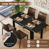 Extendable Dining Table with Adjustable Tabletop-Black