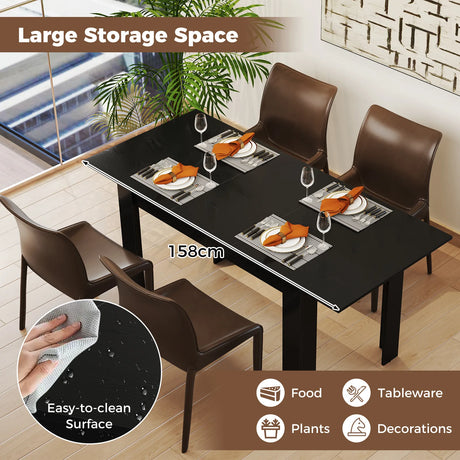 Extendable Dining Table with Adjustable Tabletop-Black