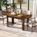 Extendable Dining Table with Adjustable Tabletop-Brown