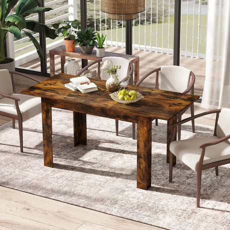 Extendable Dining Table with Adjustable Tabletop-Brown