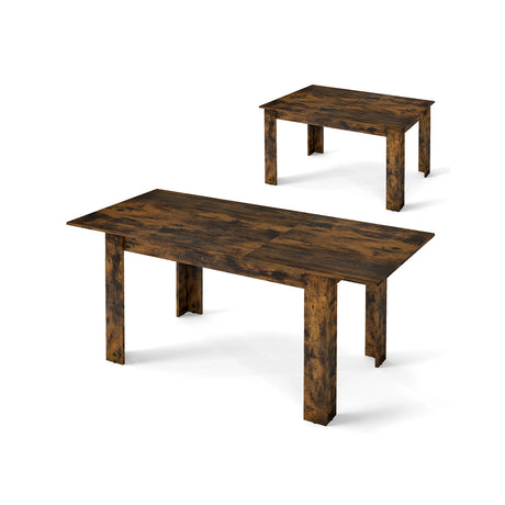 Extendable Dining Table with Adjustable Tabletop-Brown