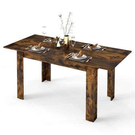 Extendable Dining Table with Adjustable Tabletop-Brown