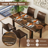 Extendable Dining Table with Adjustable Tabletop-Brown