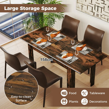 Extendable Dining Table with Adjustable Tabletop-Brown