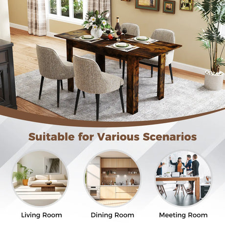 Extendable Dining Table with Adjustable Tabletop-Brown