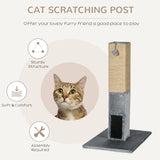 PawHut Cat Tree Scratching Post for Indoor Cats 79cm Jute Scratcher Climber w/ Carpet Base Dangling Toy  Grey